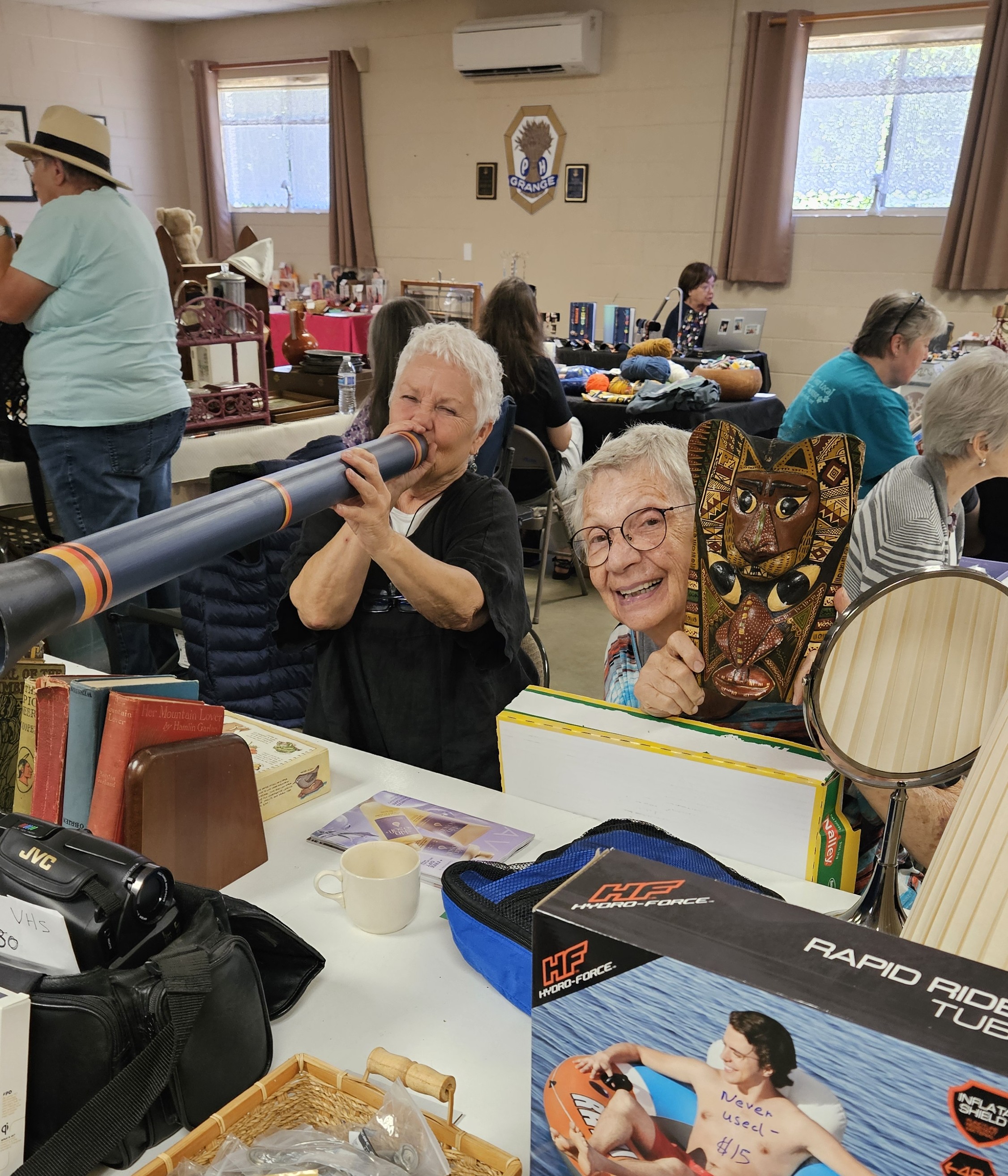 Playful participants at a swap meet
